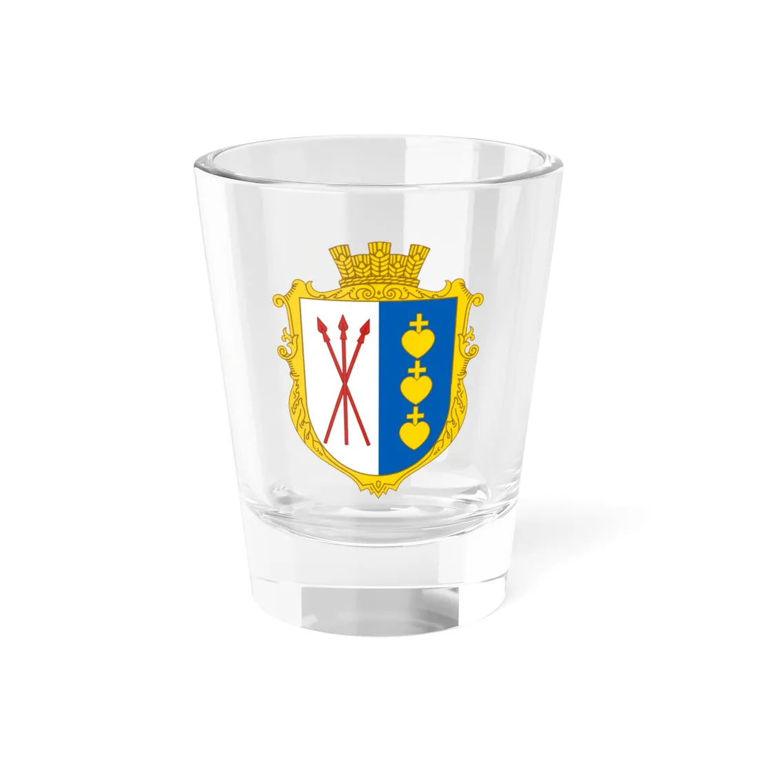 Coat of Arms of Dmytrovychi (Ukraine) (Coat of Arms) Shot Glass 1.5oz 1.5oz - Go Mug Yourself