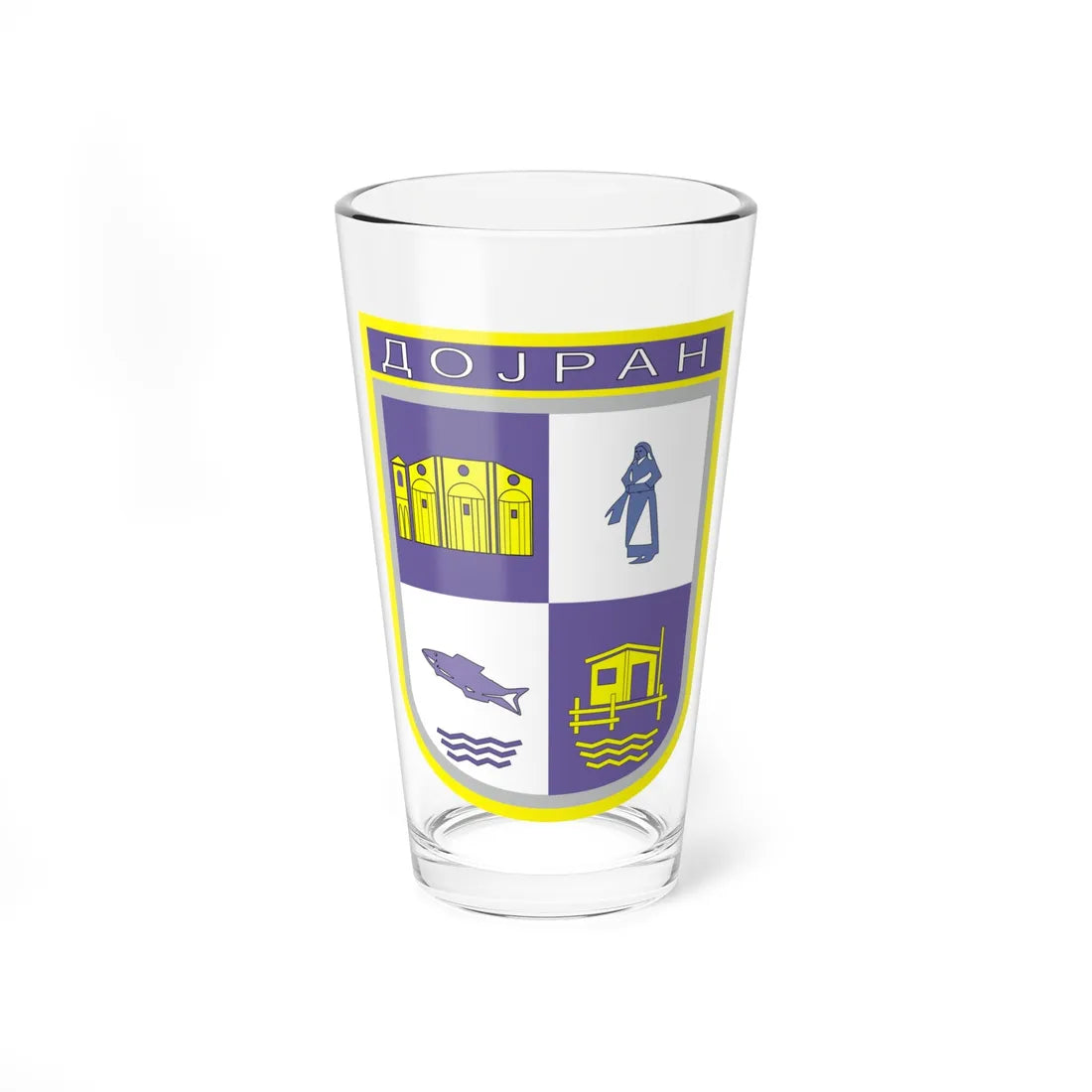 Coat of arms of Dojran Municipality (North Macedonia) (Coat of Arms) Pint Glass 16oz 16oz - Go Mug Yourself