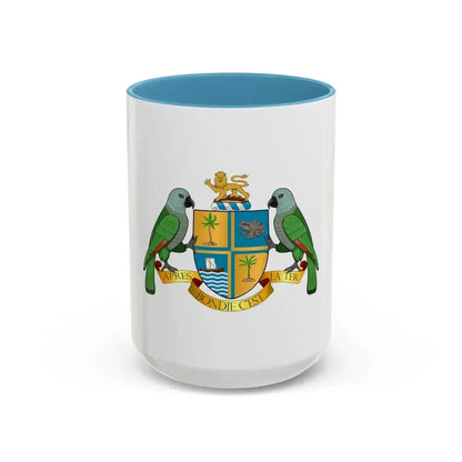 Coat of arms of Dominica - Accent Coffee Mug 15oz Light Blue - Go Mug Yourself