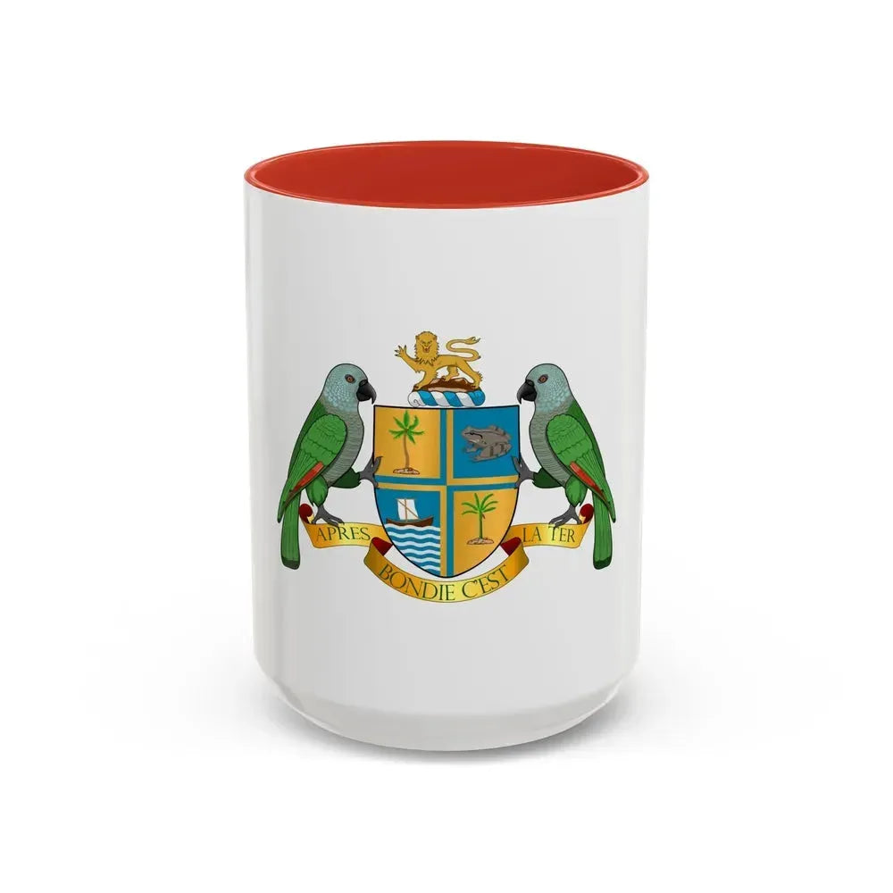 Coat of arms of Dominica - Accent Coffee Mug 15oz Red - Go Mug Yourself