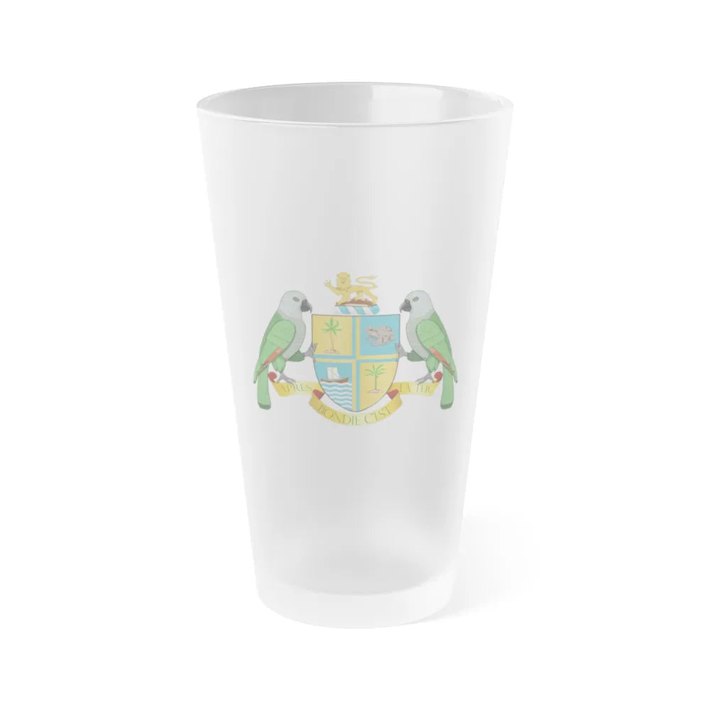 Coat of arms of Dominica - Frosted Pint Glass 16oz-Go Mug Yourself