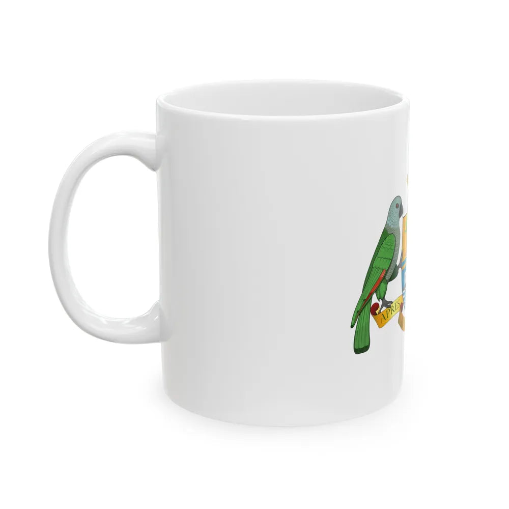 Coat of arms of Dominica - White Coffee Mug-Go Mug Yourself