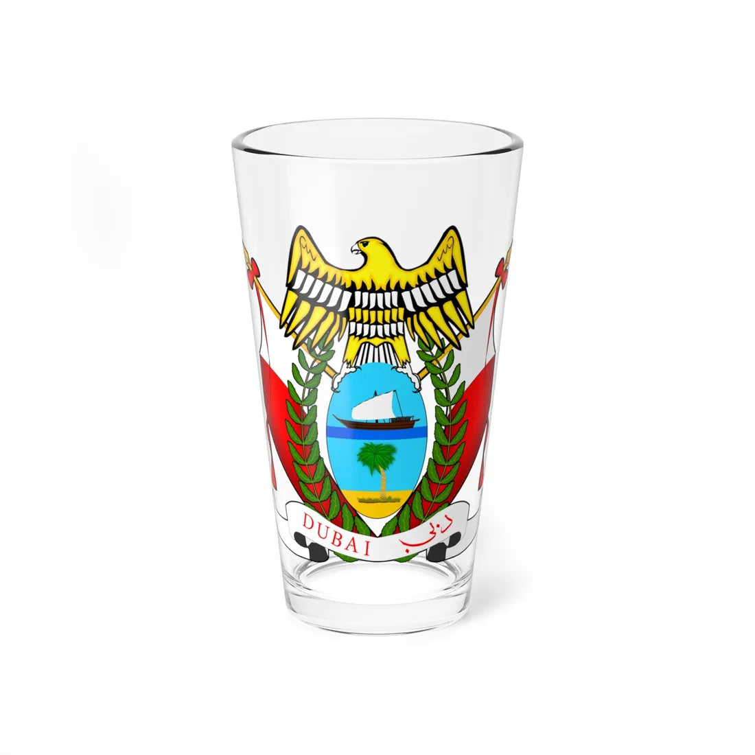 Coat of arms of Dubai (United Arab Emirates) (Coat of Arms) Pint Glass 16oz 16oz - Go Mug Yourself