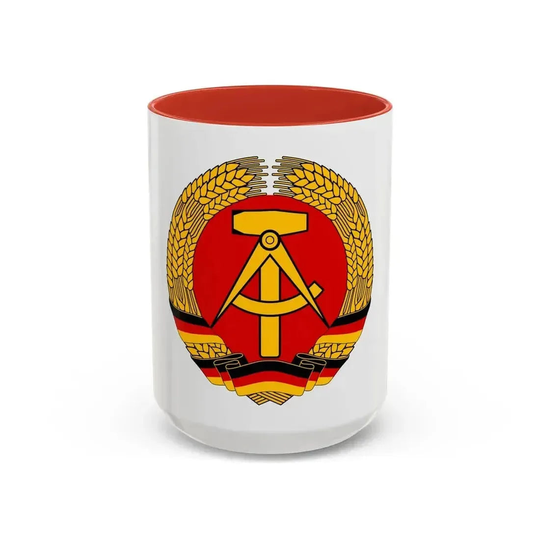 Coat of arms of East Germany - Accent Coffee Mug 15oz Red - Go Mug Yourself