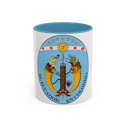 Coat of arms of Ecuador (1830) - Accent Coffee Mug 11oz Light Blue - Go Mug Yourself