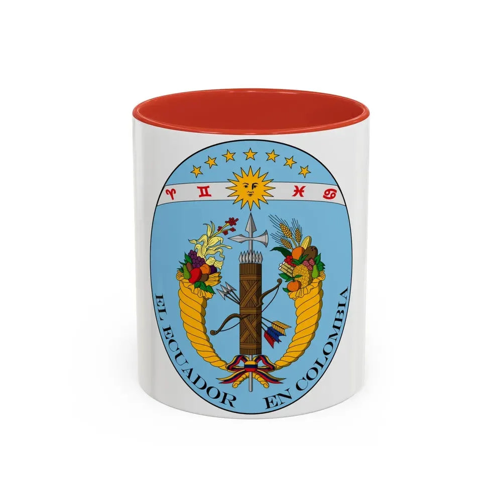 Coat of arms of Ecuador (1830) - Accent Coffee Mug 11oz Red - Go Mug Yourself