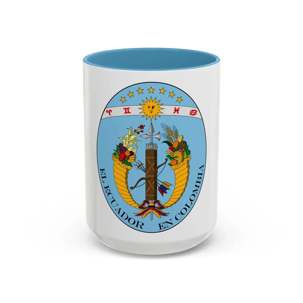 Coat of arms of Ecuador (1830) - Accent Coffee Mug 15oz Light Blue - Go Mug Yourself