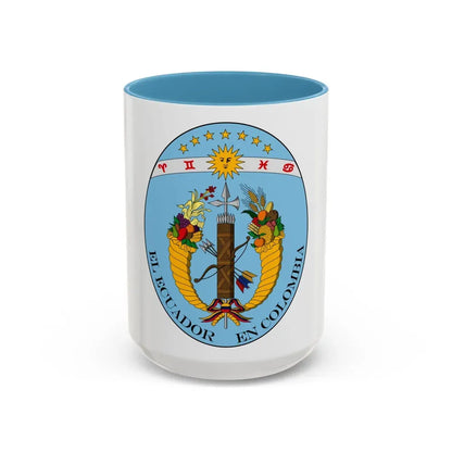 Coat of arms of Ecuador (1830) - Accent Coffee Mug 15oz Light Blue - Go Mug Yourself