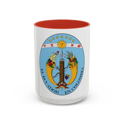 Coat of arms of Ecuador (1830) - Accent Coffee Mug 15oz Red - Go Mug Yourself