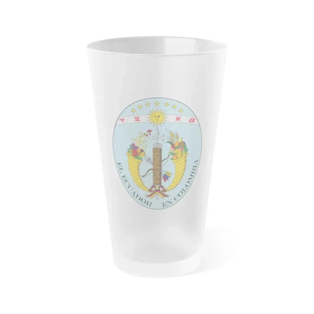 Coat of arms of Ecuador (1830) - Frosted Pint Glass 16oz Default Title - Go Mug Yourself
