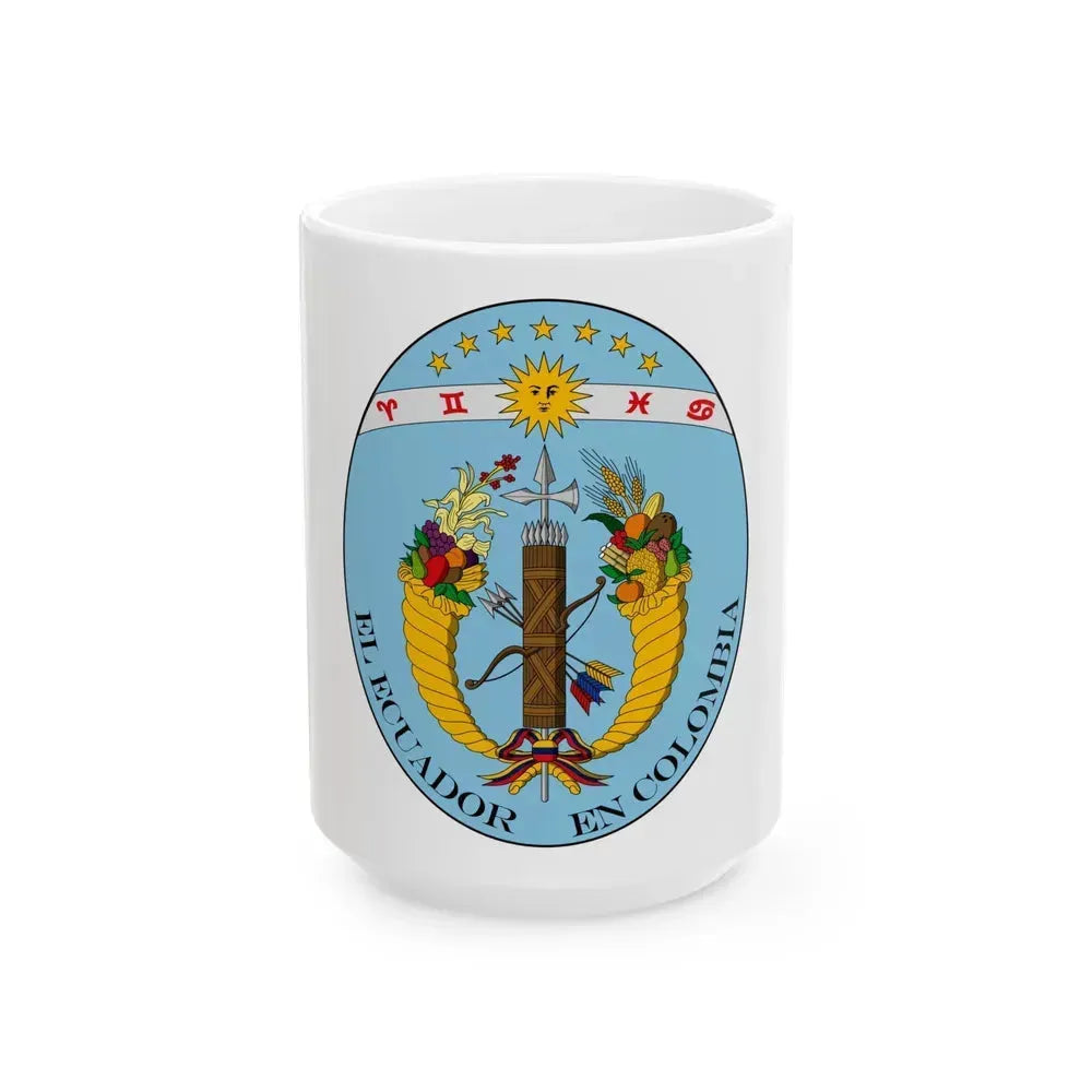 Coat of arms of Ecuador (1830) - White Coffee Mug 15oz - Go Mug Yourself