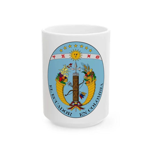 Coat of arms of Ecuador (1830) - White Coffee Mug 15oz - Go Mug Yourself