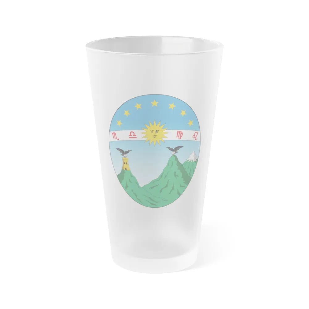 Coat of arms of Ecuador (1835) - Frosted Pint Glass 16oz-Go Mug Yourself