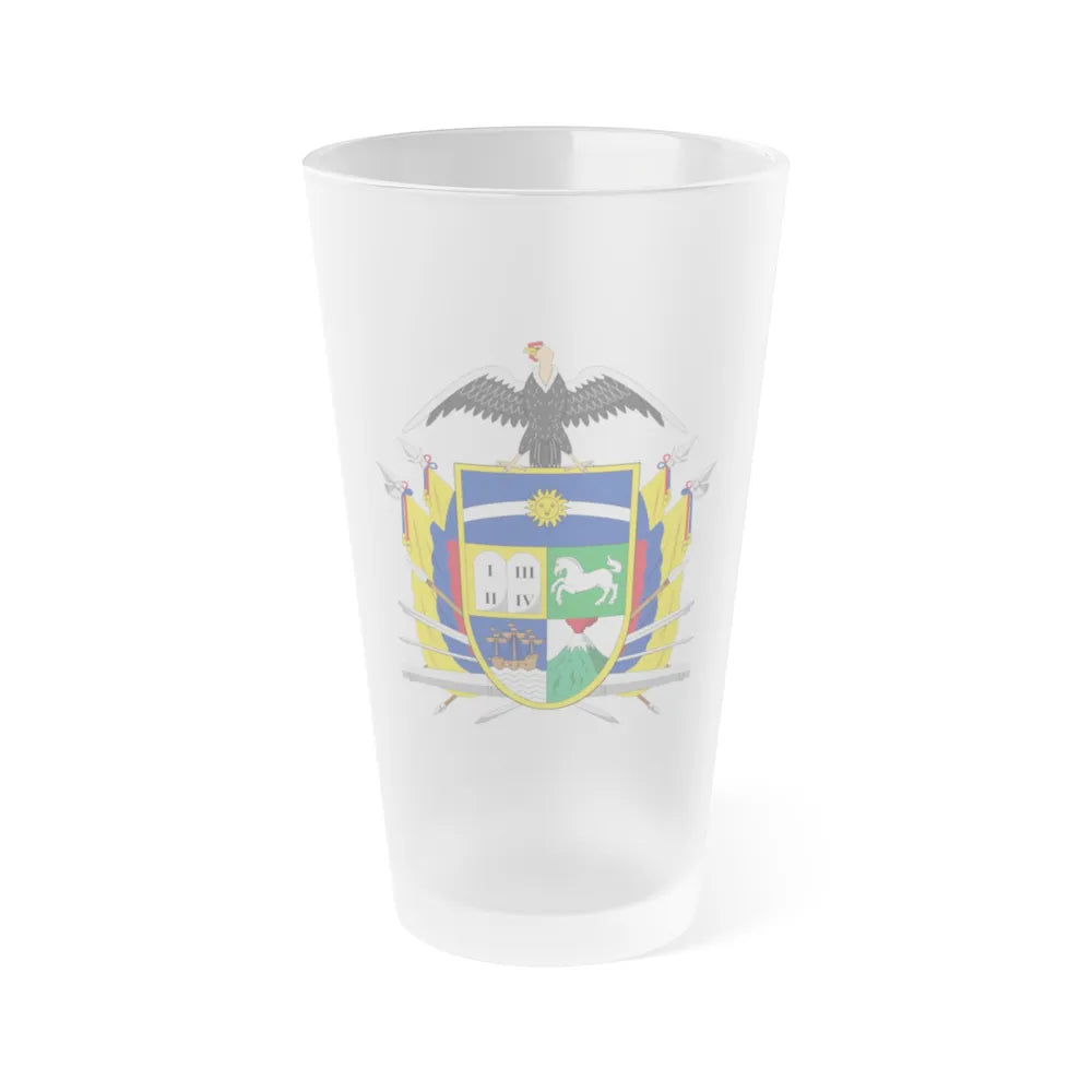 Coat of arms of Ecuador (1843) - Frosted Pint Glass 16oz-Go Mug Yourself