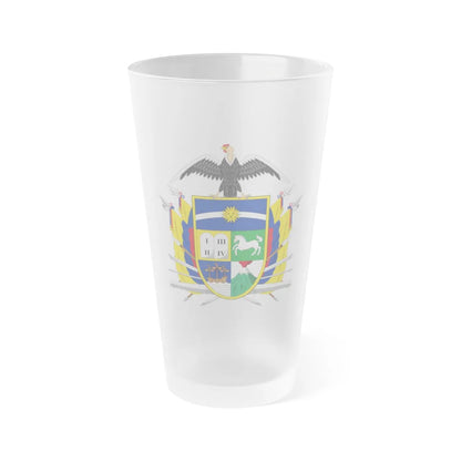 Coat of arms of Ecuador (1843) - Frosted Pint Glass 16oz-Go Mug Yourself