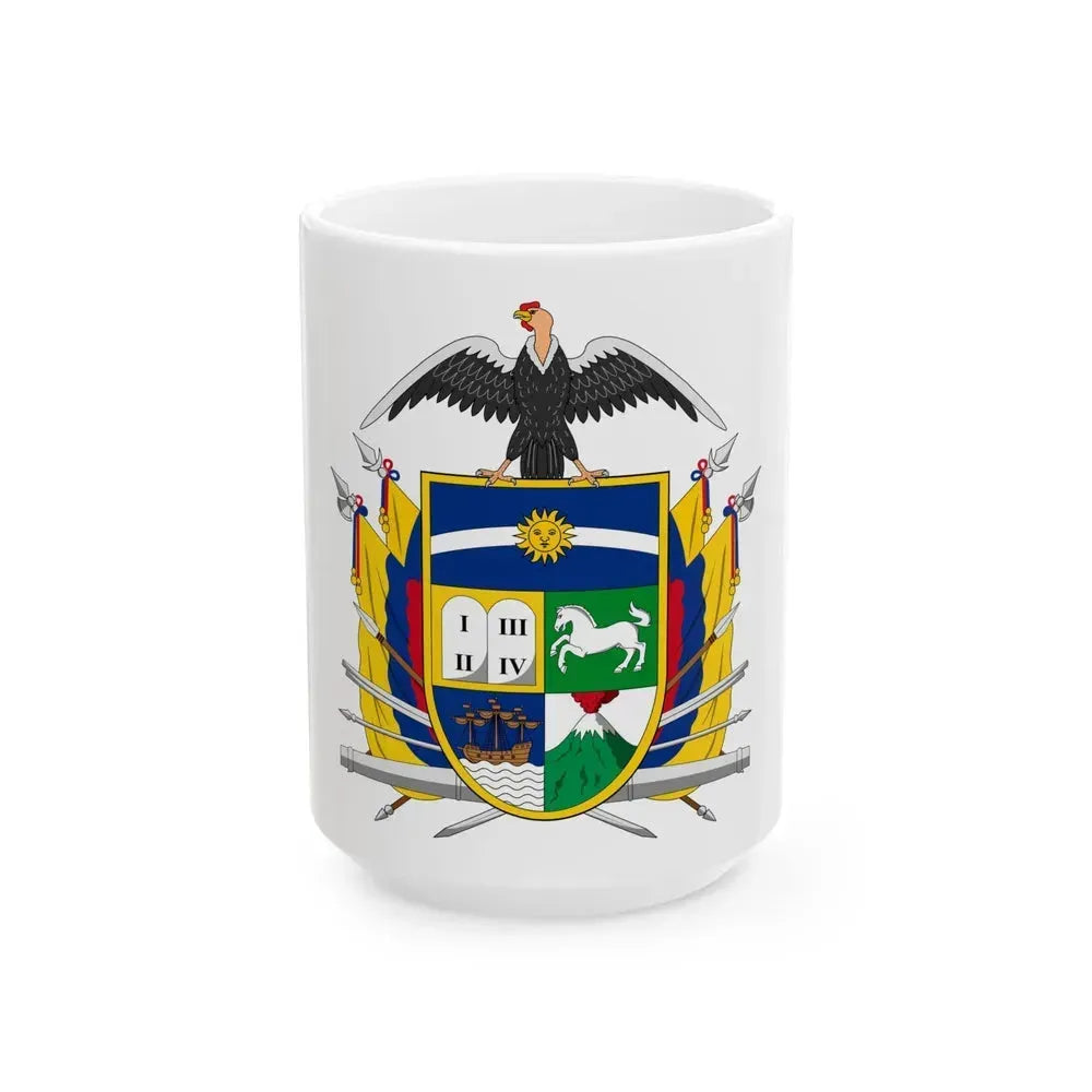Coat of arms of Ecuador (1843) - White Coffee Mug 15oz - Go Mug Yourself