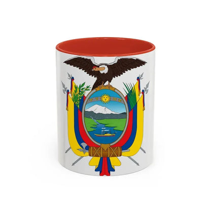 Coat of arms of Ecuador - Accent Coffee Mug 11oz Red - Go Mug Yourself