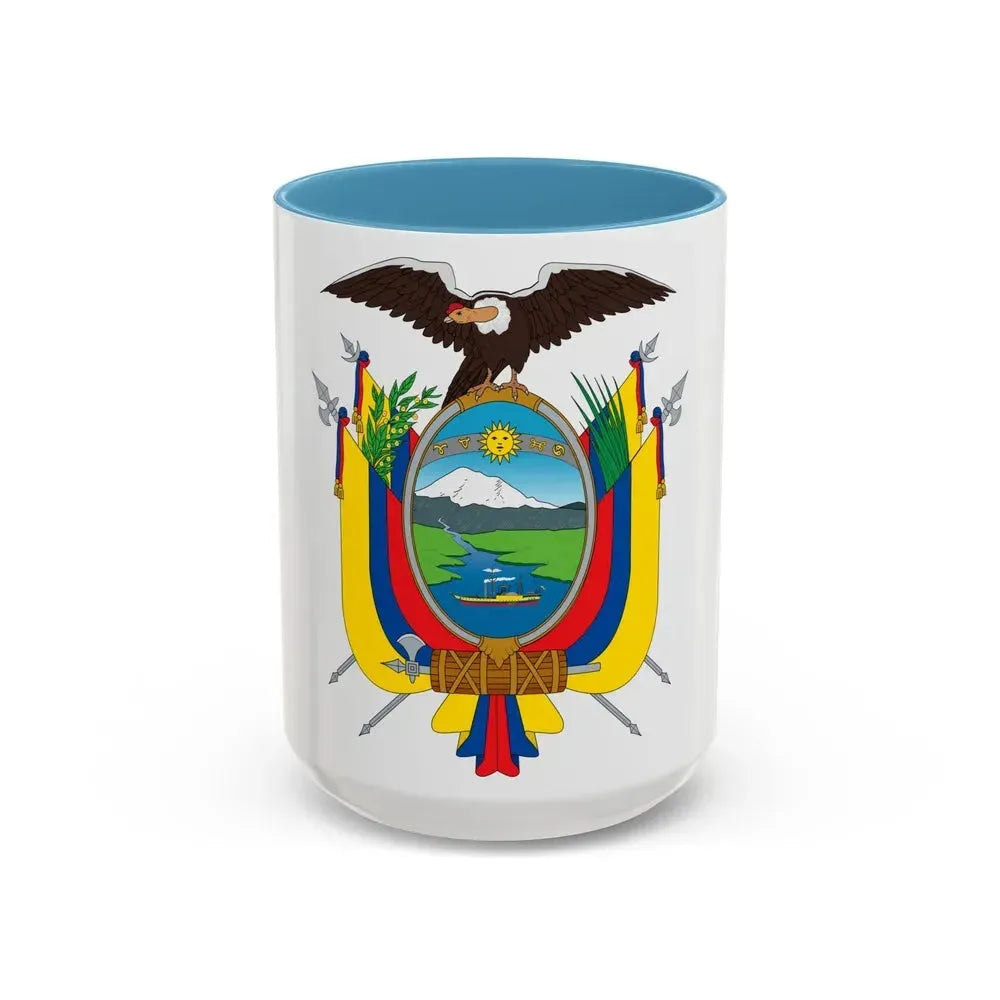 Coat of arms of Ecuador - Accent Coffee Mug 15oz Light Blue - Go Mug Yourself
