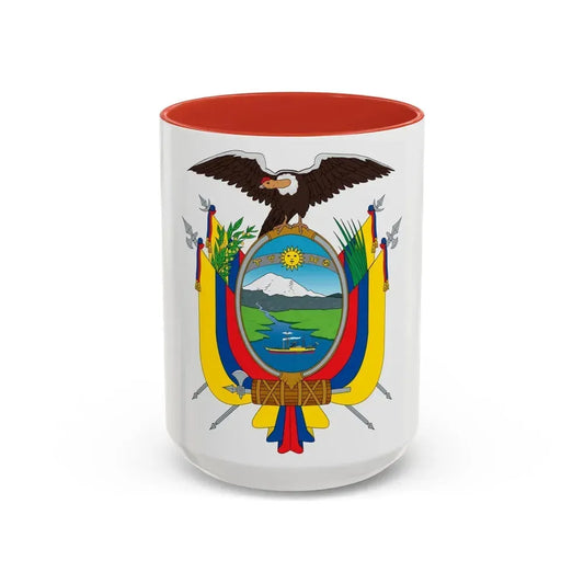 Coat of arms of Ecuador - Accent Coffee Mug 15oz Red - Go Mug Yourself