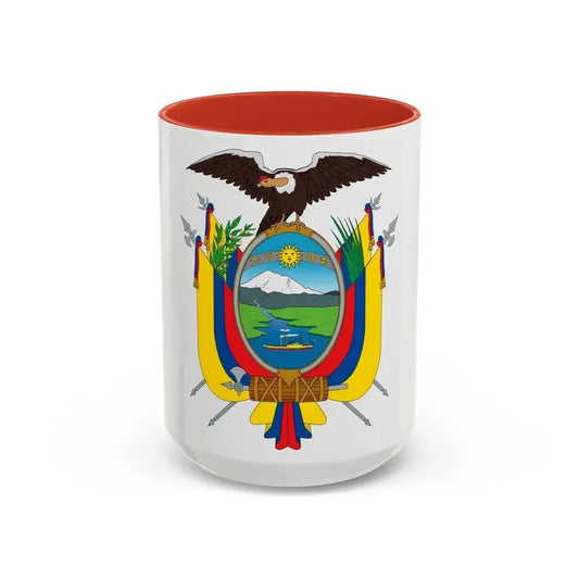 Coat of arms of Ecuador - Accent Coffee Mug 15oz Red - Go Mug Yourself