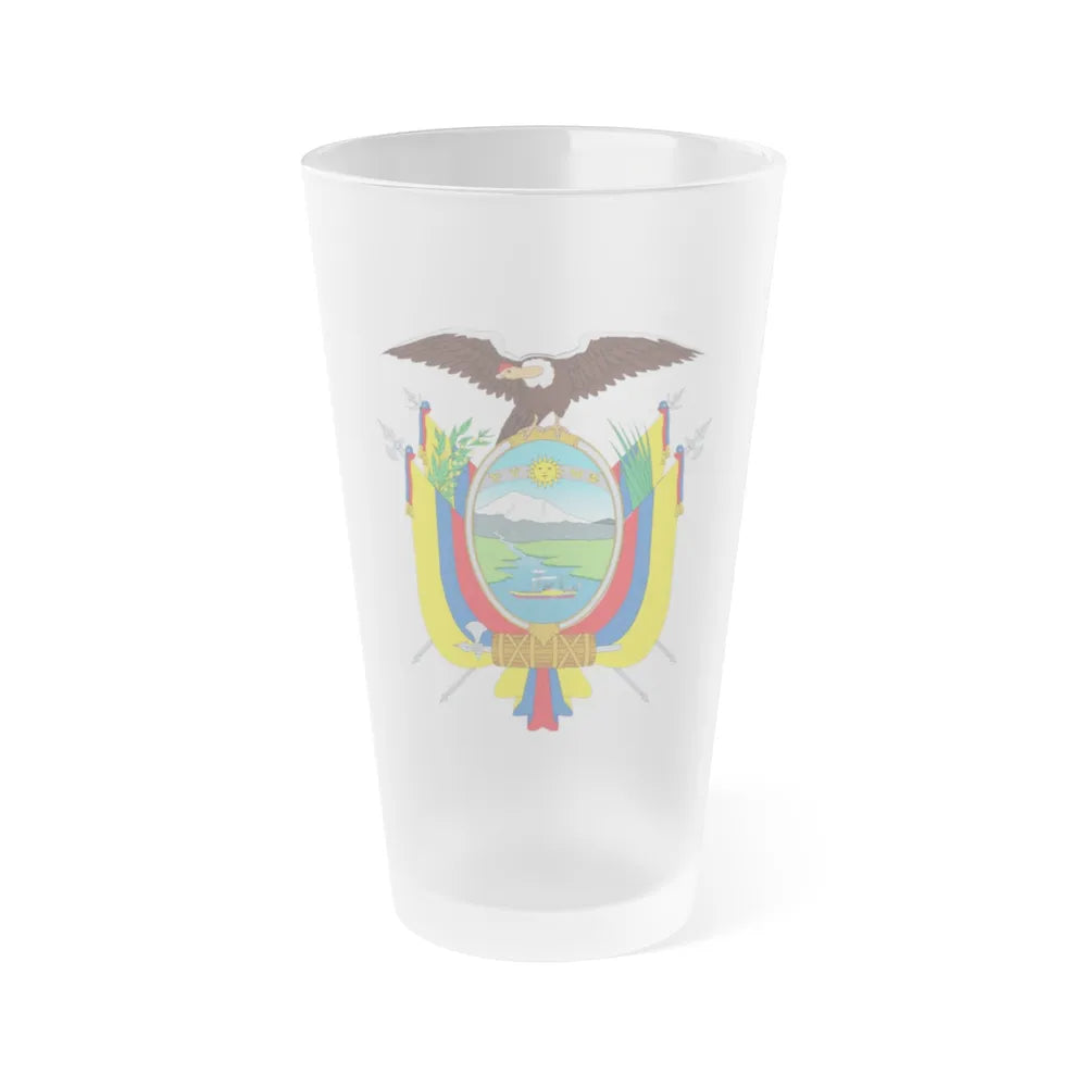 Coat of arms of Ecuador - Frosted Pint Glass 16oz-Go Mug Yourself