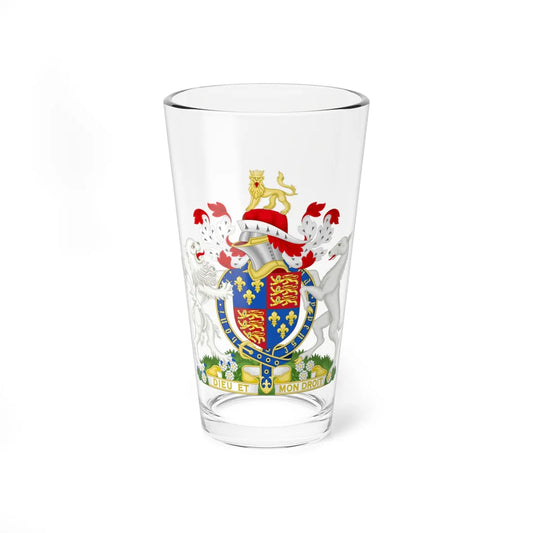 Coat of Arms of Edward V of England 1483 Variant 1 with Motto (England) (Coat of Arms) Pint Glass 16oz 16oz - Go Mug Yourself
