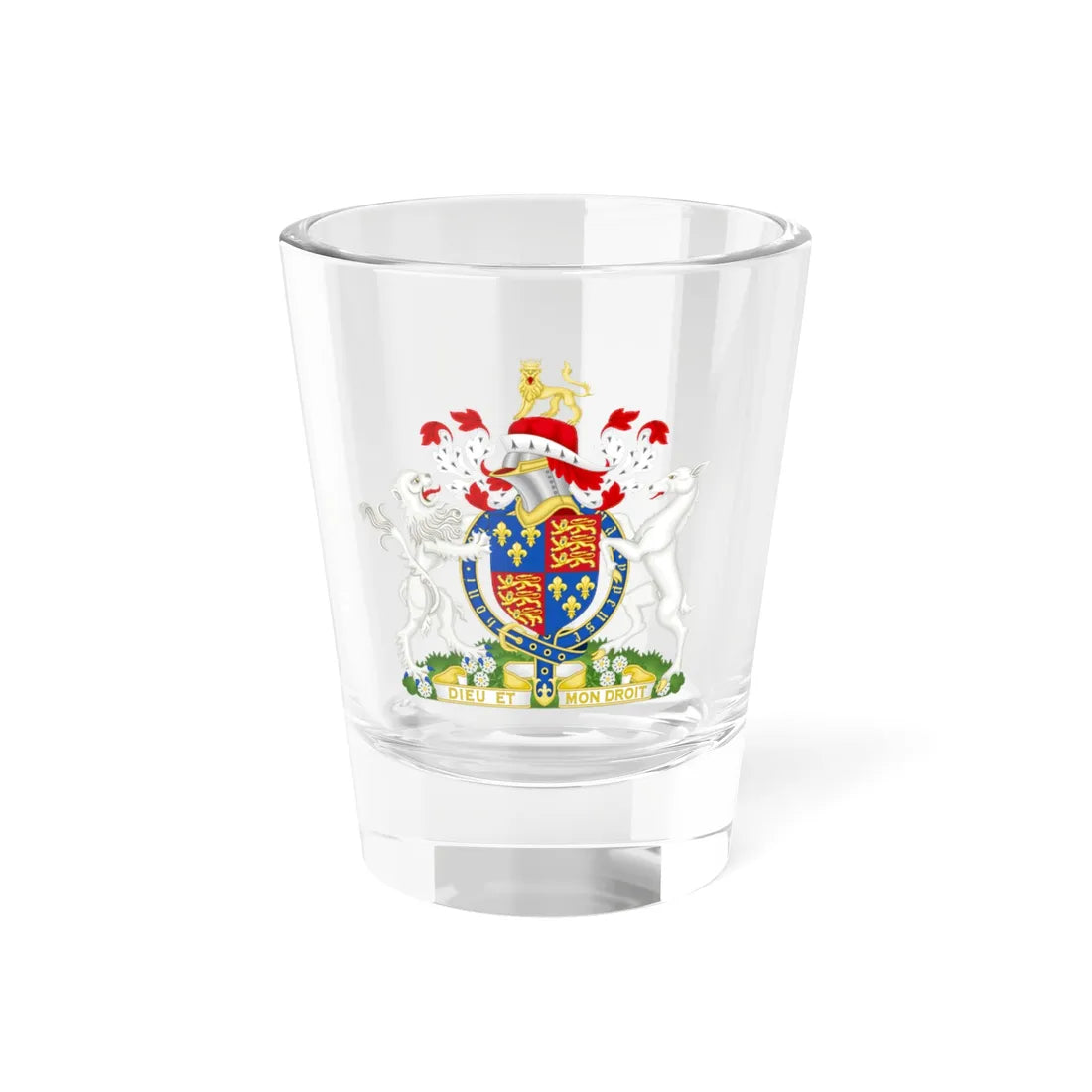 Coat of Arms of Edward V of England 1483 Variant 1 with Motto (England) (Coat of Arms) Shot Glass 1.5oz 1.5oz - Go Mug Yourself