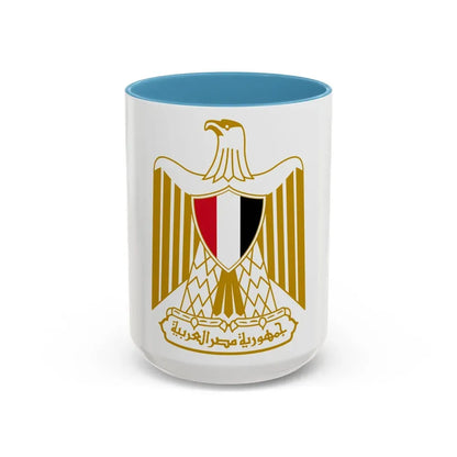 Coat of arms of Egypt (Official) - Accent Coffee Mug 15oz Light Blue - Go Mug Yourself