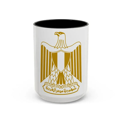 Coat of arms of Egypt (on flag) - Accent Coffee Mug 15oz Black - Go Mug Yourself
