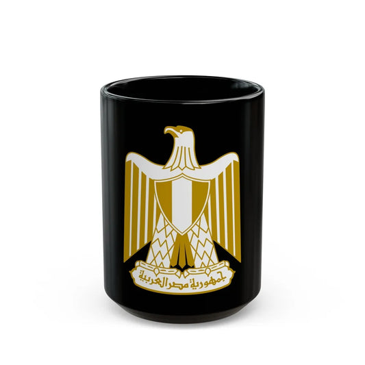 Coat of arms of Egypt (on flag) - Black Coffee Mug-15oz-Go Mug Yourself