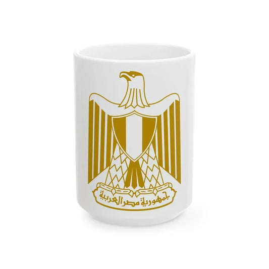 Coat of arms of Egypt (on flag) - White Coffee Mug 15oz - Go Mug Yourself