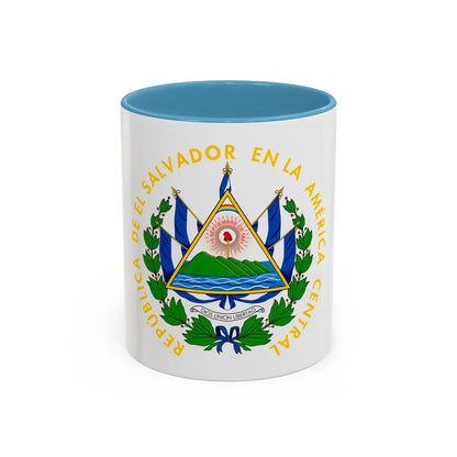 Coat of arms of El Salvador - Accent Coffee Mug 11oz Light Blue - Go Mug Yourself