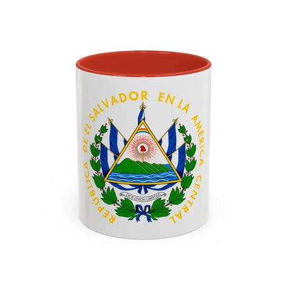 Coat of arms of El Salvador - Accent Coffee Mug 11oz Red - Go Mug Yourself