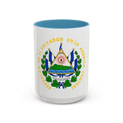 Coat of arms of El Salvador - Accent Coffee Mug 15oz Light Blue - Go Mug Yourself