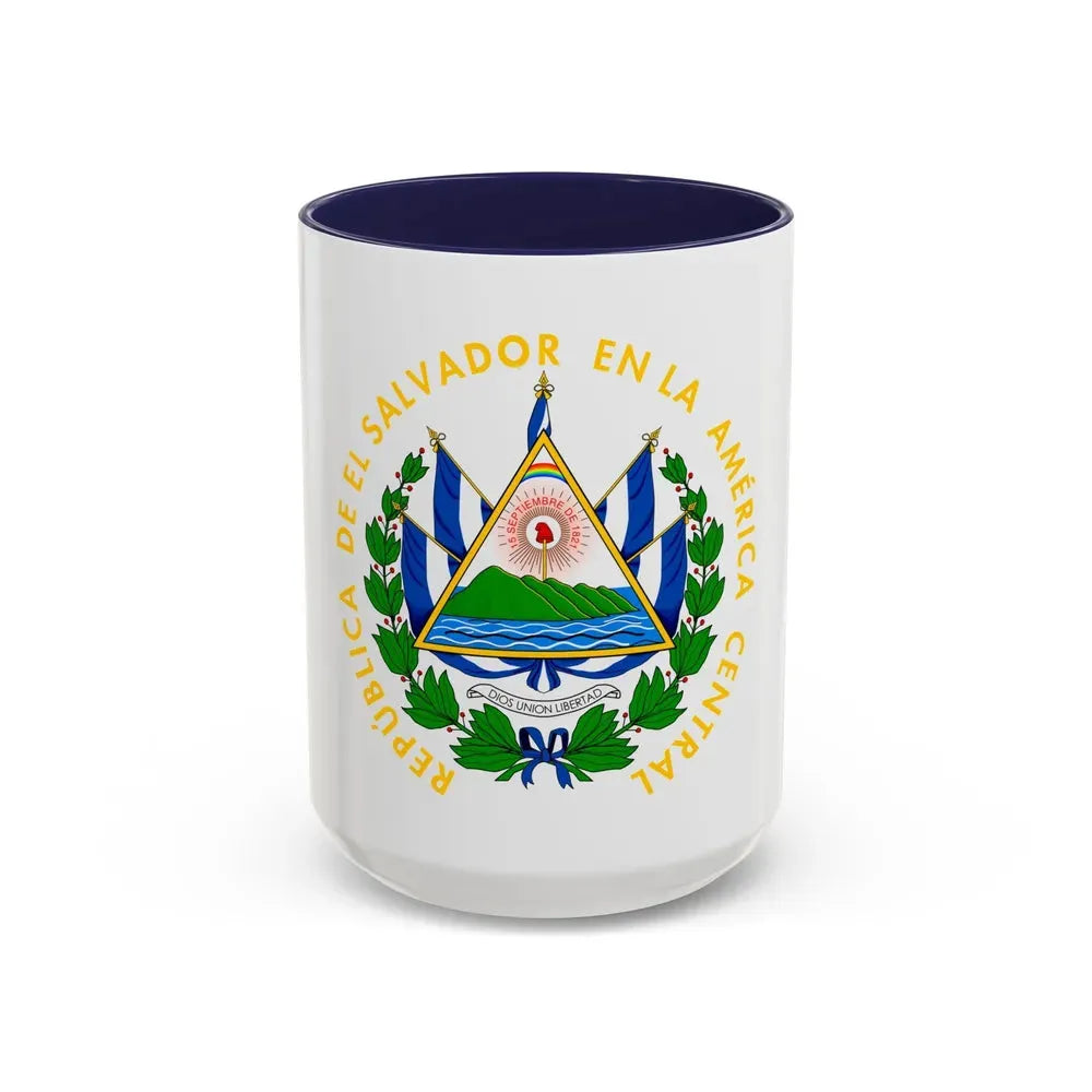 Coat of arms of El Salvador - Accent Coffee Mug 15oz Navy - Go Mug Yourself