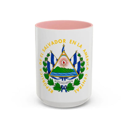 Coat of arms of El Salvador - Accent Coffee Mug 15oz Pink - Go Mug Yourself