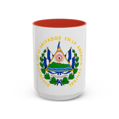 Coat of arms of El Salvador - Accent Coffee Mug 15oz Red - Go Mug Yourself