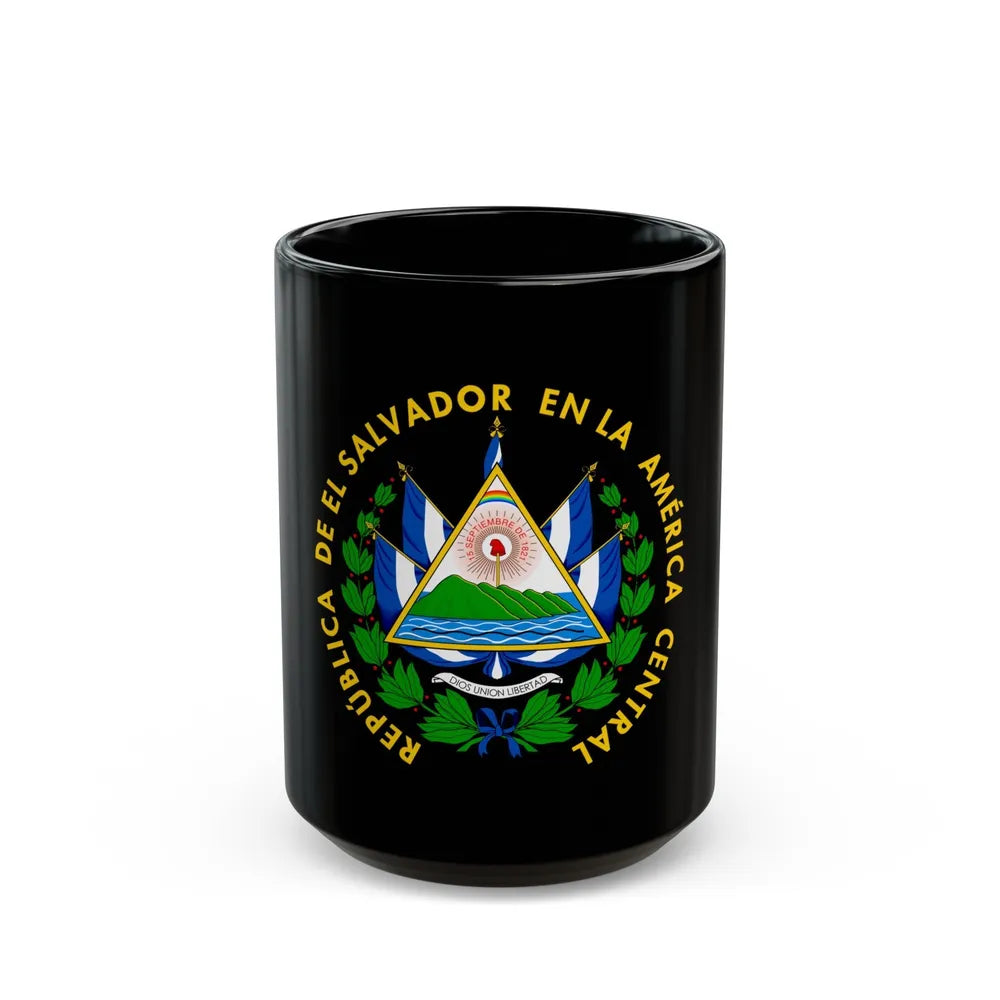 Coat of arms of El Salvador - Black Coffee Mug-15oz-Go Mug Yourself