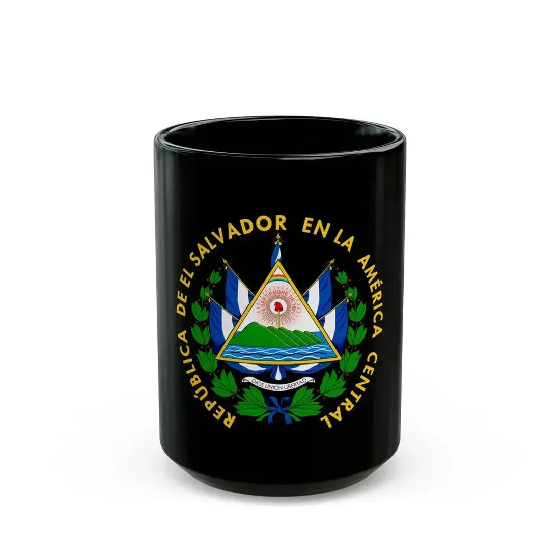 Coat of arms of El Salvador - Black Coffee Mug 15oz - Go Mug Yourself