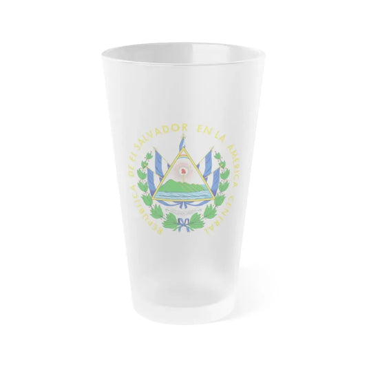 Coat of arms of El Salvador - Frosted Pint Glass 16oz Default Title - Go Mug Yourself