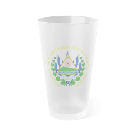 Coat of arms of El Salvador - Frosted Pint Glass 16oz Default Title - Go Mug Yourself