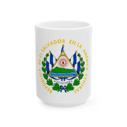 Coat of arms of El Salvador - White Coffee Mug 15oz - Go Mug Yourself