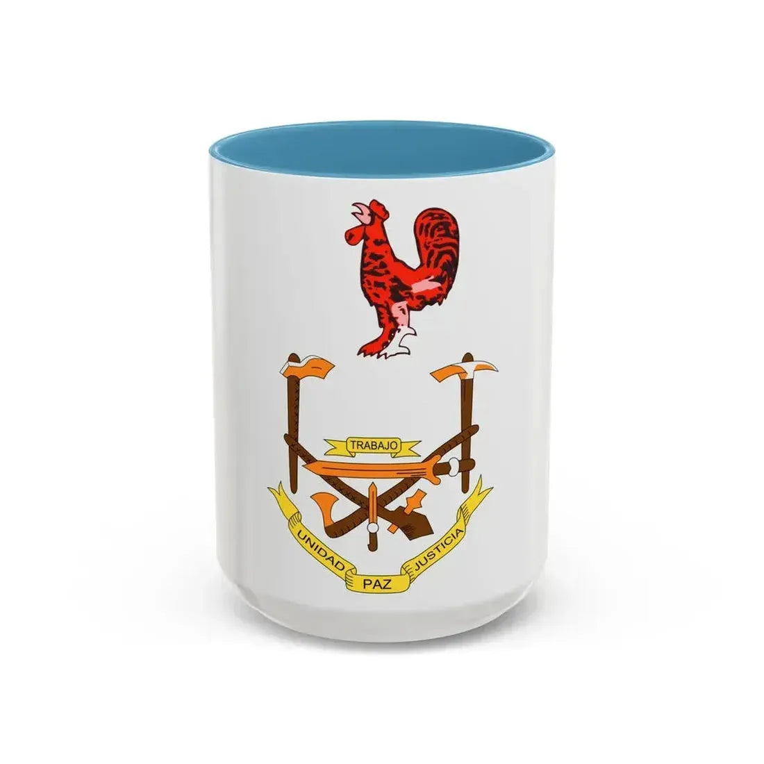 Coat of arms of Equatorial Guinea (1973-1979) - Accent Coffee Mug 15oz Light Blue - Go Mug Yourself