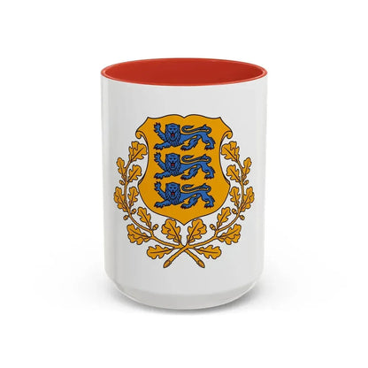 Coat of arms of Estonia - Accent Coffee Mug 15oz Red - Go Mug Yourself