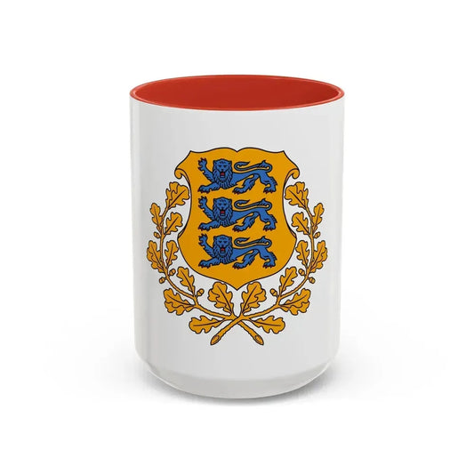 Coat of arms of Estonia - Accent Coffee Mug 15oz Red - Go Mug Yourself