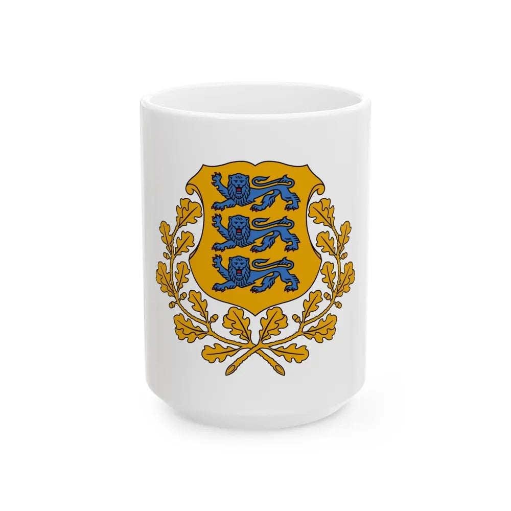 Coat of arms of Estonia - White Coffee Mug-15oz-Go Mug Yourself