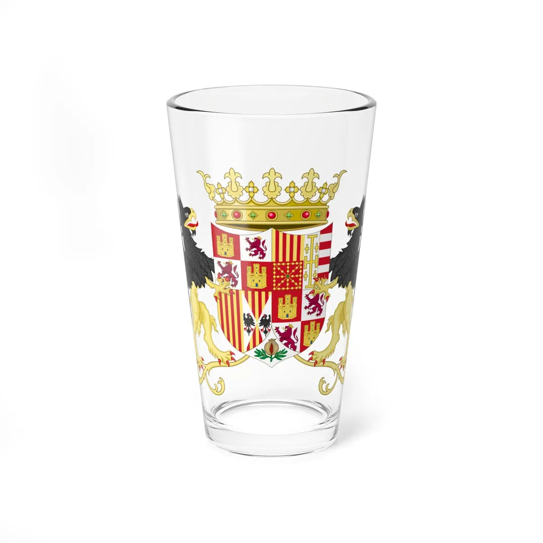 Coat of Arms of Ferdinand II of Aragon with supporters 1513-1516 (Spain) (Coat of Arms) Pint Glass 16oz 16oz - Go Mug Yourself