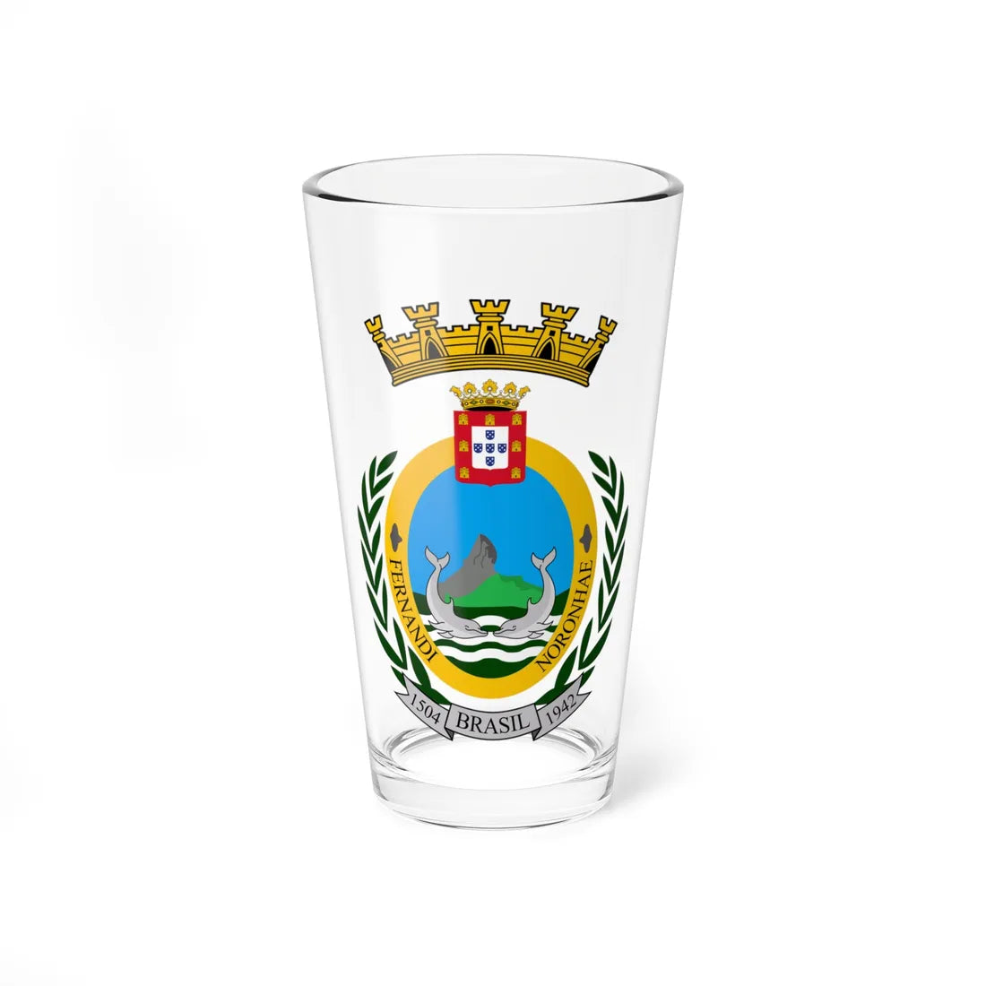 Coat of Arms of Fernando de Noronha (Brazil) (Coat of Arms) Pint Glass 16oz 16oz - Go Mug Yourself