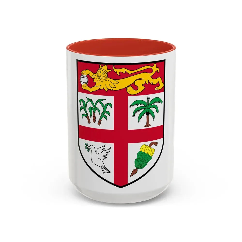 Coat of arms of Fiji 2 - Accent Coffee Mug 15oz Red - Go Mug Yourself