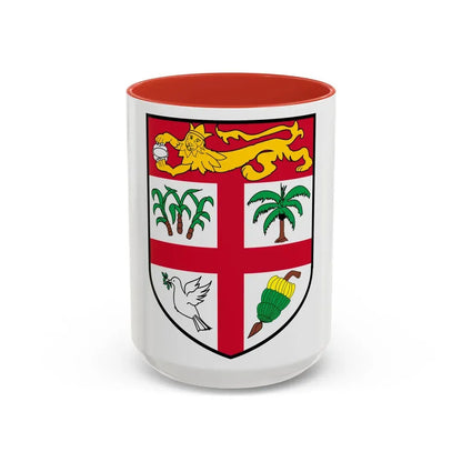 Coat of arms of Fiji 2 - Accent Coffee Mug 15oz Red - Go Mug Yourself